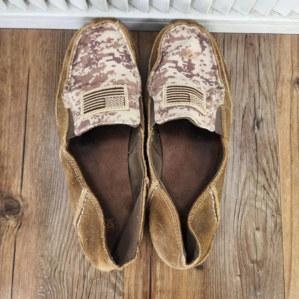 Ariat Cruiser Patriot Slip On Shoes Womens Sz 8B Brown Suede Digital Camo Loafer